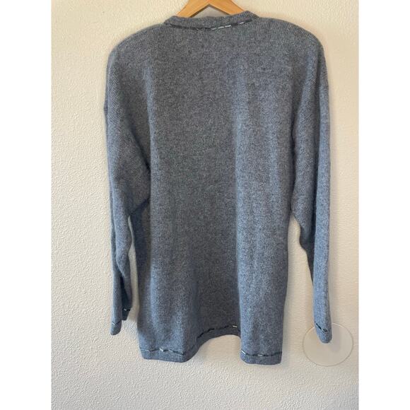 NWT Vintage Richard and Company Lambs Wool Blend Beaded Gray Cardigan Medium - Picture 2 of 11